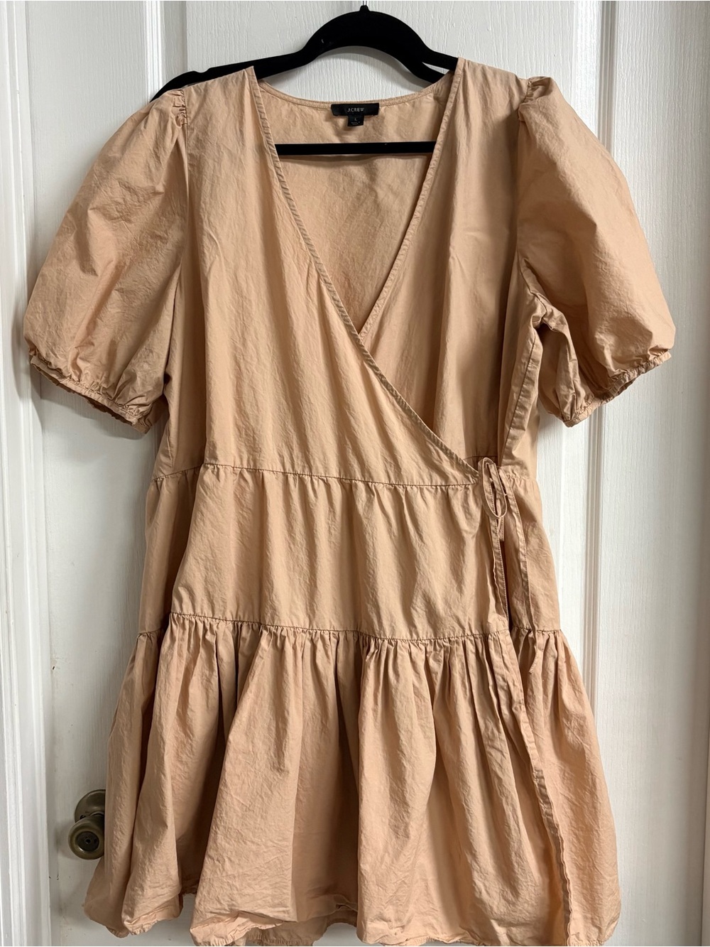 J. Crew Beige Wrap Tiered Midi Dress